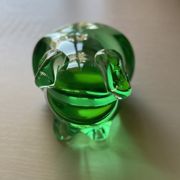 Blown Glass Green Frog Paperweight Glass Art Sculpture Nature - Picture 6 of 13